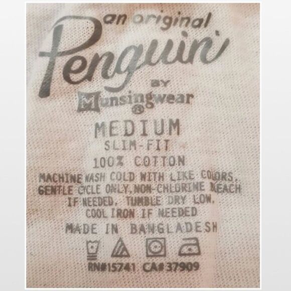 Penguin Men Medium White Classic Top - Picture 9 of 11